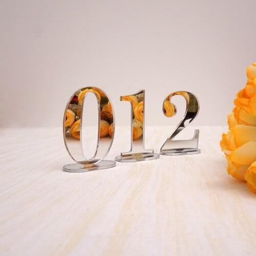 1-10 Table Set Acrylic Mirror Numbers Standing Wedding Birthday Party Table Card Baby Shower Table Decoration Number Holder