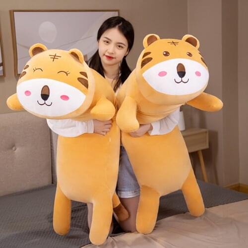 1pc 70/100/130cm Big Cute Tiger Plush Pillow Soft Stuffed Animal Toys for Children Cartoon Doll Cushion Birthday Gift