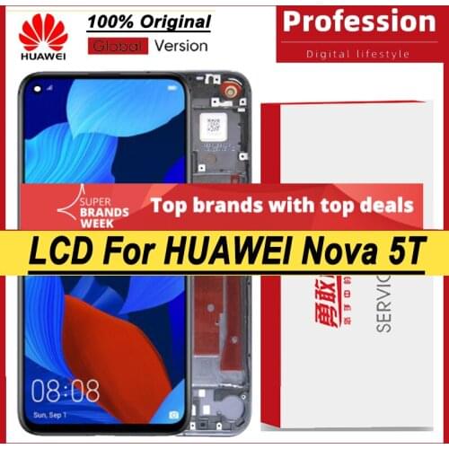 100% Original 6.26'' IPS Display with Frame for Huawei Nova 5T YAL-L21 L61A L61D L71A LCD Touch Screen Digitizer Repair Parts
