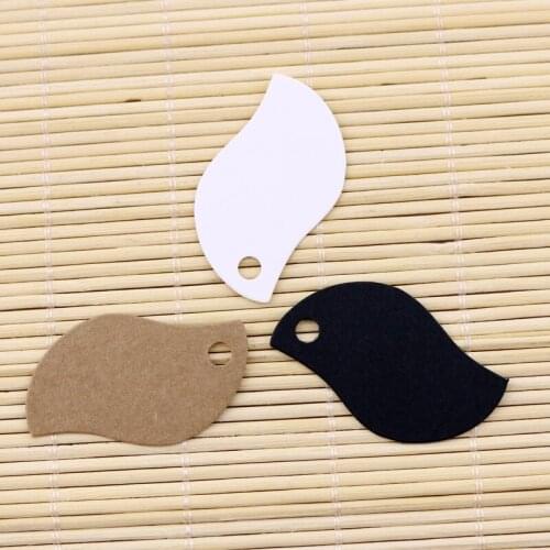 100Pcs DIY Kraft Paper Tags White Brown Rectangle Leaf Label Luggage Wedding Note Blank Price Hang Tag Kraft Gift