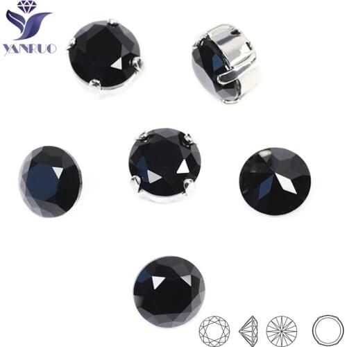 1357 Brilliant Cut Black Rhinestones Spikes For Crystals Sew On Crystal Glass Sewing Pointback Strass With Claw Setting