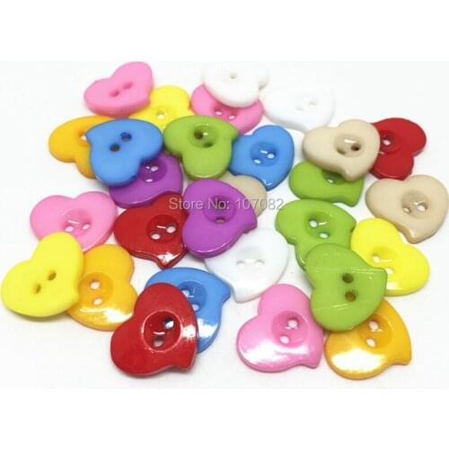 500pcs/lot Mixed Hearts Sewing Buttons With 2 Holes For Scrapbooking Cardmaking DIY Crafts Embellishments12x13mm/pc