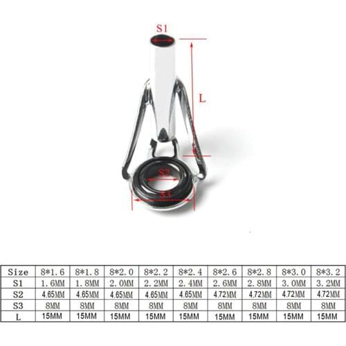 54x Ceramic Fishing Rod Guide Stainless Steel Tips Top Eye Rings Repair Kit