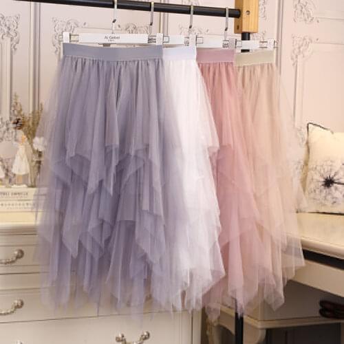 Mesh Ball Gown Women Tulle Skirts Autumn 2021 Evening Party Club Girls Skirt Vintage Sexy Elegant Tutu Dress Fluffy Pink Black