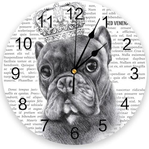 Bulldog Crown On The Newspaper Living Room Clock Wall Round Clocks Decor Home Bedroom Kitchen Decoration Wall Clocks