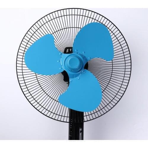 Household Wall Fan Blade 3-Leave Vent Impeller Blue Silence Metal Fanner Blade with Plastic Nut Cover for 14 inch Stand Fan Part