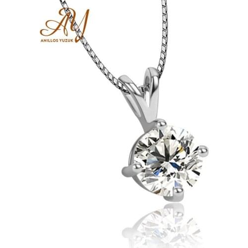 Anillos Yuzuk Authentic 925 Sterling Silver Clear CZ Radiant Dazzling Minimalist Pendant Necklace For Women Box Chain Necklace