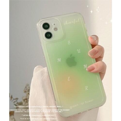 Retro sweet Jelly Green Orange kawaii Japanese Phone Case for iPhone 11 12 Pro Max Xs Max XR Xs 7 8 Plus X 7Plus case Cute Cover