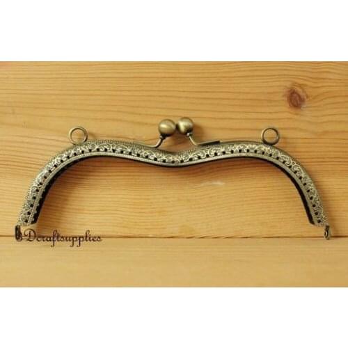 Bag purse metal frame sewing frame clasp Eyeglass 19 cm x 6 cm anti bronze D61