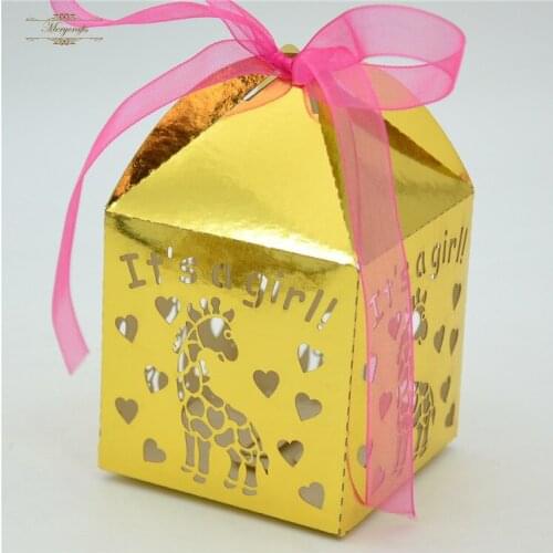Baby shower girl and boy laser cut custom made favor packing box