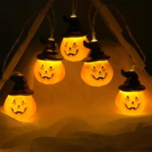 1.5m 10LED Halloween Pumpkin String Lamp Home Room Bar Party Deocration Light Hung On Trees Fences Porches Warm Light