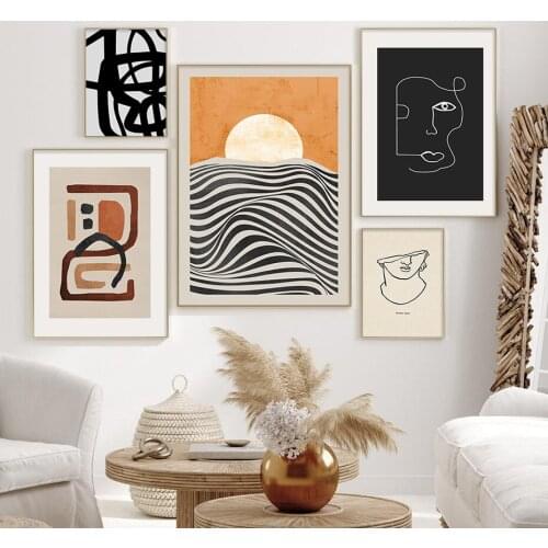 Canvas Painting Trendy Abstract Geometric Interior Wall Art Poster and Print Vintage Pictures for Living Room Home Decor