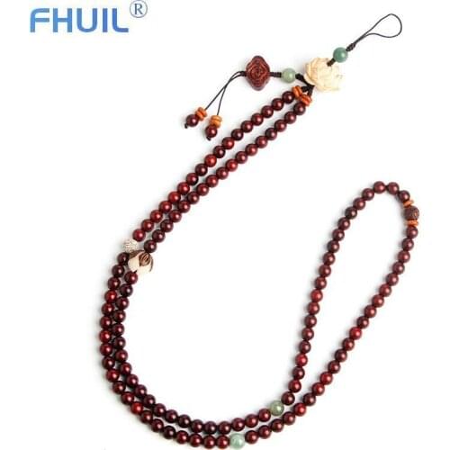 Chinese Style Red Sandalwood Lanyards for Keys ID Card USB Badge Holder Neck Strap Mobile Phone Straps Hang Rope Lariat Lanyard