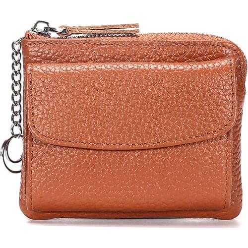 Fashion Top Layer Leather Coin Purse Women Small Wallet Change Purses Mini Zipper Money Bags Ladies Pocket Wallets Key Holder
