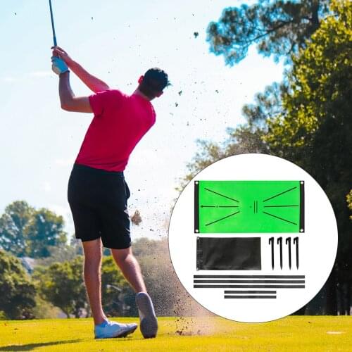Golf Swing Mat Indoor Outdoor Golf Swimg Direction Training Hitting Mat Pad Velvet Swing Pat Guide Mat Mens Golf Gifts