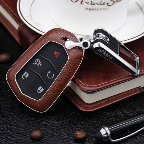Leather Auto Accessories car Key Fob Case Cover For Cadillac Escalade ESV SRX XTS ATSL SLS CTS STS ATS BLS DTS XT5 Car Styling