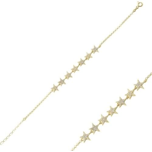 KUTAYDAN 925 Sterling Silver Zircon Star Bracelet