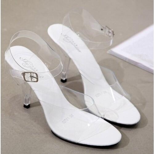 Summer Sandals Women High Heels 10CM Clear Heelsclub Transparent Slippers Sexy Summer Shoes Size 35-44 Sandalias Mujer