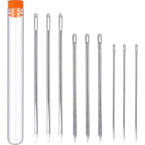 LMDZ 9pcs/Set Leather Needles Leather Hand Sewing Needles Large Eye Stitching Needle Sewing Tools for Leather Project