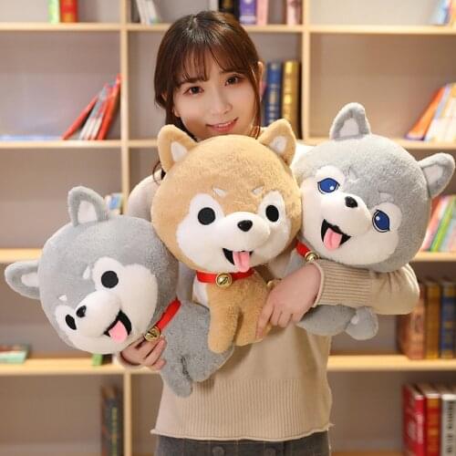 Cute Husky With Collar Plush Toy Soft Stuffed Cartoon Animal Dogs Doll Party Home Decor Baby Girls Lovers Birthday Gifts