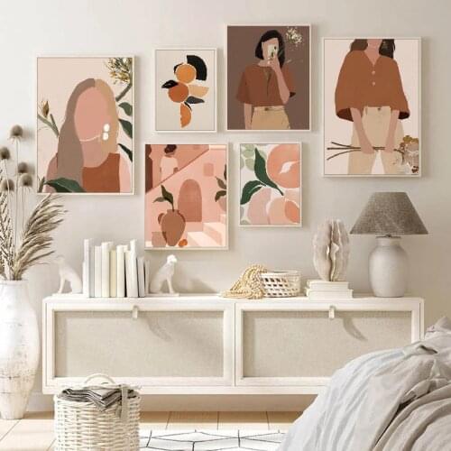 Fashion Vintage Girl Poster Minimalist Canvas Painting Abstract On The Wall Nordic Art Print Picture For Living Room Home Decor