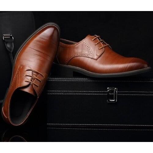 Men Fashion Business Leather Shoes Casual Shoes Pointed Shoes Casual Shoes Flats Shoes Men Oxford Shoes (Black,Brown) Size 38-48
