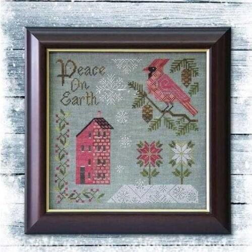 The red house bird in winter 33-33 Cross Stitch Set Cross-stitch Kit Embroidery Needlework Craft Packages Cotton Fabric Floss