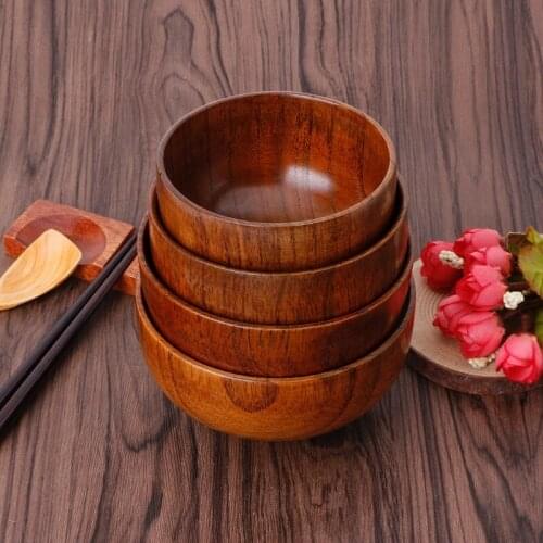 Natural Jujube Wooden Rice Soup Bowl Food Containter Kitchen Utensil Tableware New