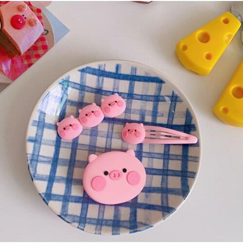 New Child Cute Pink Pig BB Clip Korean Version Simple Girl Side Clip Babby Hair Clip Cartoon Animal Headdress