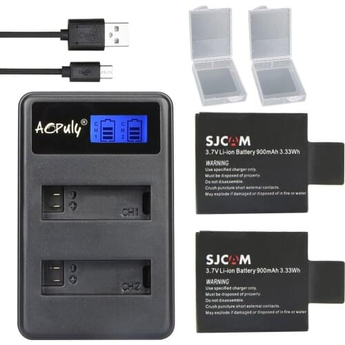 New LCD USB Dual Battery Charger +2x SJCAM SJ4000 battery+ Euro /car cable for DVR SJ4000 SJ5000 SJ6000 SJ7000 M10 Action camera