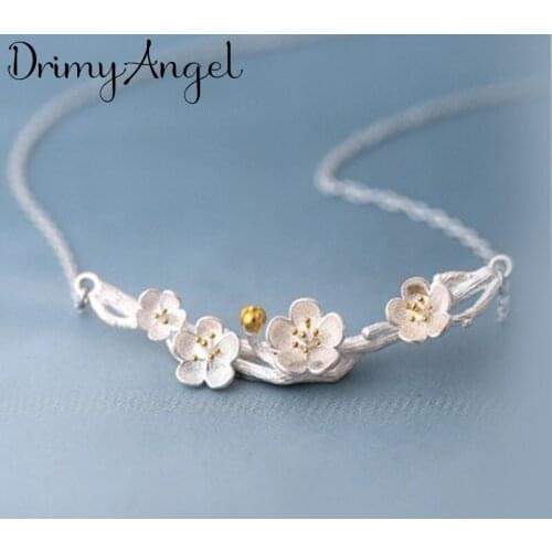 Boho Silver Color Flowers Necklaces For Women Girls Gifts Statement Charm Necklaces Pendant Collar