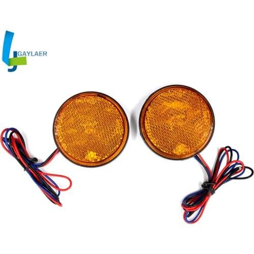 Pair 12V LED Motorcycle Round Reflector Tail Brake Turn Signal Lights Lamp Bulbs Stop Warning Light ATV Taillight