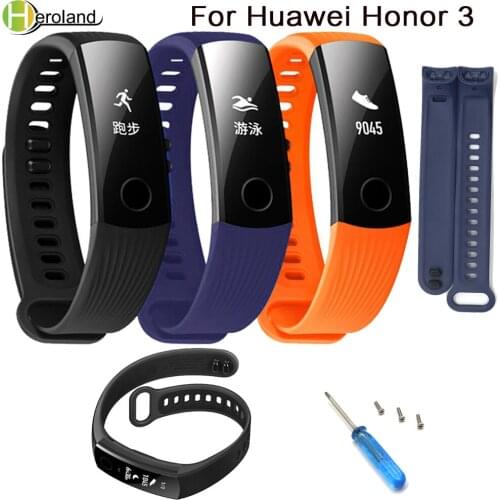 Sports Silicone watch strap For Huawei Honor 3 Bracelet watchBand Smart TPU Strap Fitness Tracker Wristband & Tools Accessories