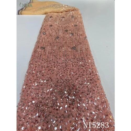 Luxury French Net Tulle Laces Fabrics African Sequin Lace Fabric Embroidery Nigerian Mesh Lace for Bridal Materials NI5283