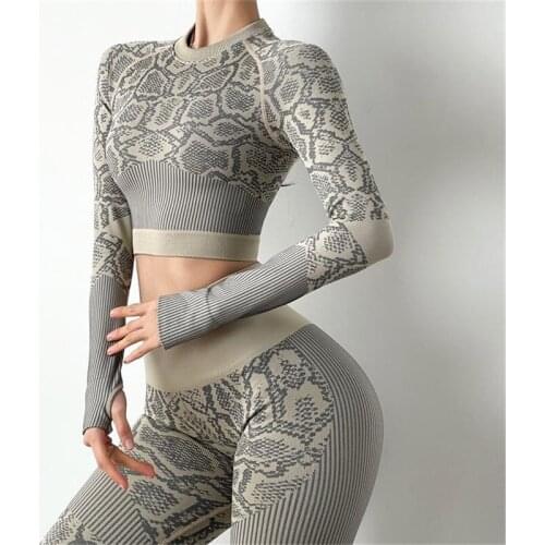 Long Sleeve Seamless Gym Crop Top Women Sports Yoga Top Fitness T-Shirts Sport Active Wear Workout Athletic Shirt