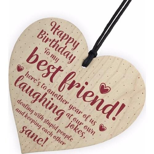 Happy Birthday Best Friend Wooden Friendship Sign Birthday Plaque Thank You Keepsake Gift Christmas Home DIY Tree Decoration