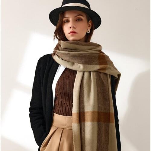 Fashion cashmere plaid women scarf autumn winter warm shawl wrap bandana pashmina long tassel female foulard thick blanket