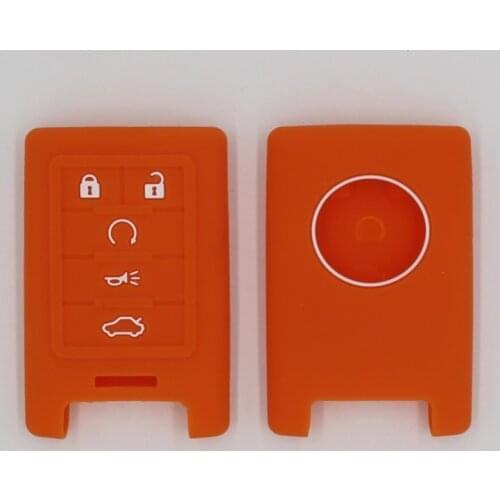 Orange Silicone Case Cover Skin Fit For Cadillac Remote Smart Key 5 Buttons Silicone key cover