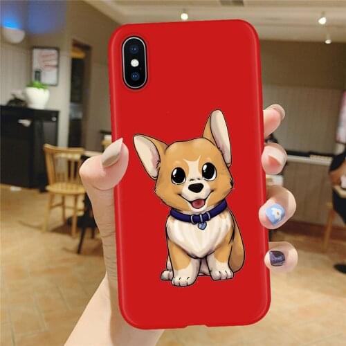 Cute cartoon animal dog red Soft silicone Phone Case For iPhone 11 12Pro Max X XS MAX XR 6 S 7 8 Plus SE 5s Soft TPU Candy Cover