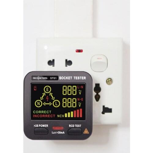 Circuit Analyzer, LCD 3 Results Display Outlet Tester , Integrated Voltage Detector, Polarity Detector Leakage Tester 875F