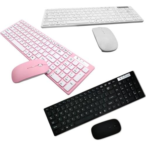 Universal Silent Ultra-thin 2.4G Wireless Keyboard and Mouse Set for Laptop PC Computer for strong and secured wireless signal