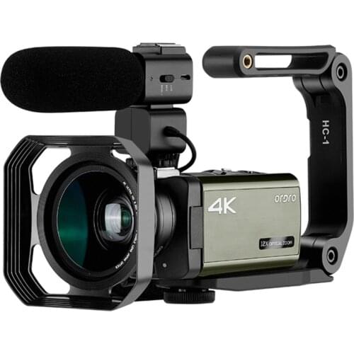 ORDRO AX60 4K Video Camera 1080P 60Fps Livestream Camcorder With 12X Optical Zoom With Mic,Wide Angle Lens, Handheld Holder