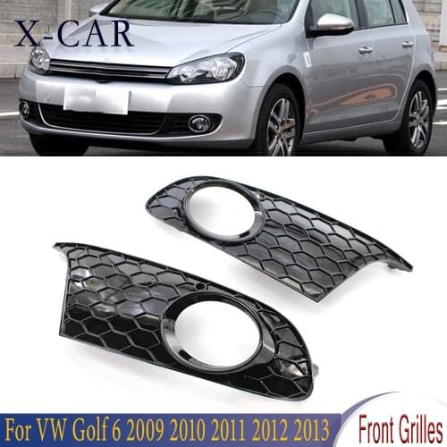 X-CAR Left Right Front Bumper Mesh Grille Grill Fog Light Lamp Grilles Cover For VW Golf 6 2009 2010 2011 2012 2013 5K0853665