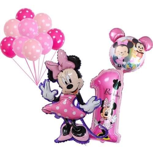 1 set of Mickey Minnie theme series balloon birthday party decoration boy girl digital cartoon Mickey mouse balloon children toy