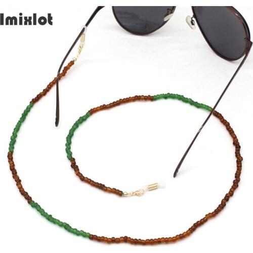 1PC Fashion Glasses Chain Brown Green Glass Beaded Eyeglass Lanyard Anti Slip Sunglasses Spectacles Cord Eyewear Accessories