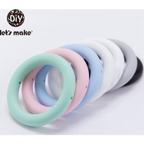Lets Make 1pc Silicone Teething Beads 65mm Baby Toys For Nursing Necklace Rattle Baby Feeding Silicone Ring Baby Teether