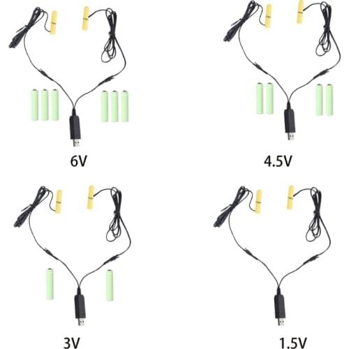 2in1 AAA Battery Eliminator USB Power Supply Replace 1-4pcs1.5V AAA Batteries for Clock Toys Camera Gameboy Torch Radio 110cm
