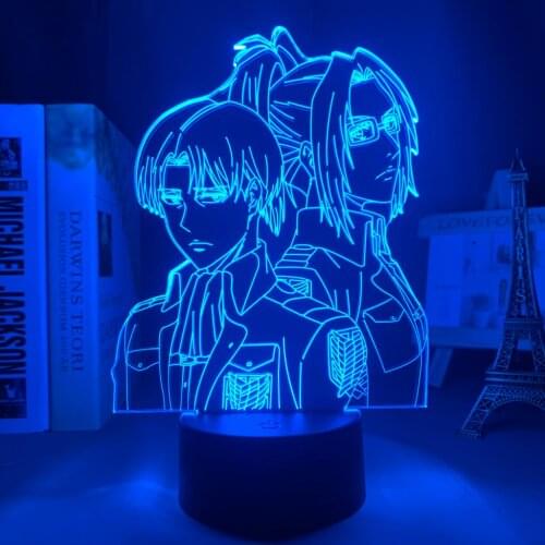 Attack on Titan Levi Ackerman Acrylic 3d Lamp Hange Zoe for Home Room Decor Light Child Gift Hange Zoe LED Night Light Anime