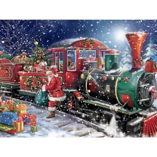 5D DIY Diamond Painting Christmas Full Square Rhinestone Diamond Mosaic Santa Claus Train Diamond Embroidery Sale Cartoon paint