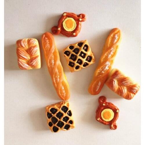 6pcs Resin Food Bread Slime Charms Phone Decor Jewelry Making Hair Accessories DIY